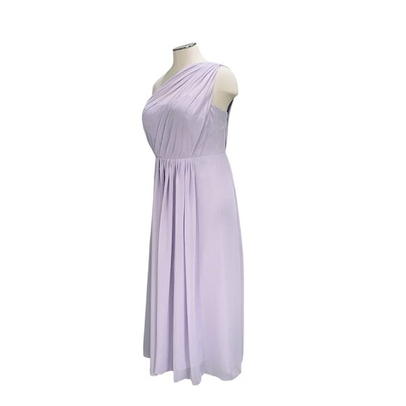 Lavender One Shoulder Bridesmaid Dress Corset Back Formal Gown Elegant Trendy - Picture 8 of 12